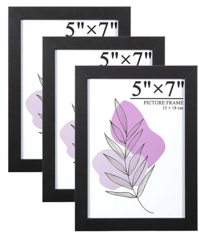 Baoee Bilderrahmen Schwarz 13x18cm 3er Set, Holz Fotorahmen mit Acrylglas zum aufhängen und aufstellen, MDF-Holzrahmen für Fotos, Bilder
