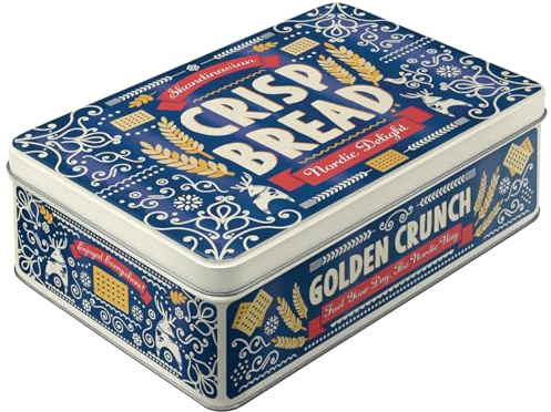 Nostalgic-Art Retro Vorratsdose Flach, 2,5 l, Crisp Bread – Geschenk-Idee für die Küche, Blech-Dose mit Deckel, Vintage Design