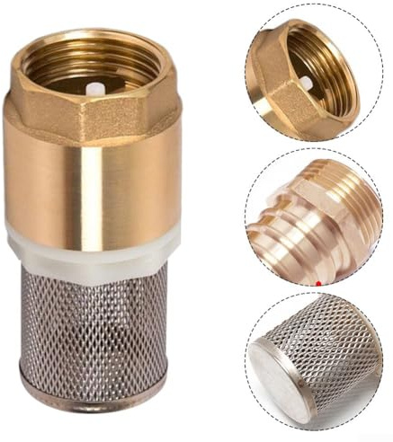 Oniissy Valvola di ritegno in ottone DN20 26,16 mm (3/4) con cestello di aspirazione in acciaio inox per impianti idraulici domestici e idrici, funzionamento da -20 °C a +100 °C