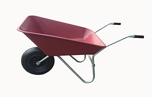 KetoPlastics 85L BURGUNDY PLASTIC WHEELBARROW WITH BLACK PNEUMATIC WHEEL - EXCELLENT QUALITY