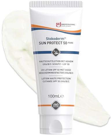 SC Johnson Professional Stokoderm Sun Protect 50 Pure – Sonnenschutzcreme LSF 50 – Schutz vor UVA/UVB/UVC – Wasserfest – Tube 100 ml – Für gewerbliche Anwendung