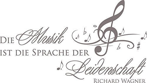GRAZDesign Wandtattoo Sprüche Musik ist die Sprache der Leidenschaft Wohnzimmer Musikraum - 090 silbergrau