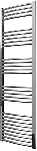Greened House Chrome Curved Heated Towel Rail 600mm wide x 1800mm high Central Heating Towel Radiator