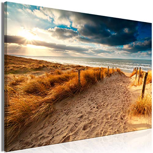 decomonkey | Mega XXXL Bilder Meer Strand | Wandbild Leinwand 160x80 cm Selbstmontage DIY Einteiliger XXL Kunstdruck zum aufhängen | Landschaft Natur Sonnenuntergang Sand