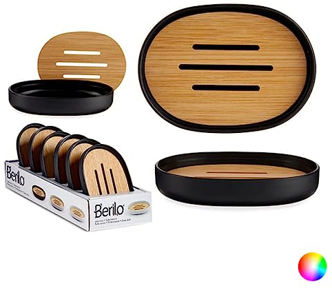 Porte Savon Noir et Bambou