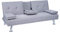 Mendler 3er-Sofa HWC-F60, Couch Schlafsofa Gästebett, Tassenhalter verstellbar 97x166cm - Textil, hellgrau