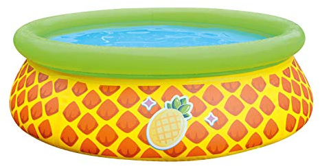 SunClub Planschbecken 3D Ananas Pool Ø 150 x 41 cm mit aufblasbarem Luftring