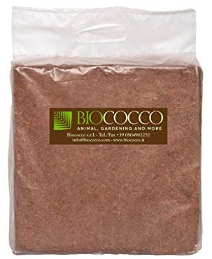 Biococco 5 kg Block Fine Humus per Terrari derivati dal Cocco Confezione Singola da 5 kg, sviluppa Fino a 70 Litri di Materiale