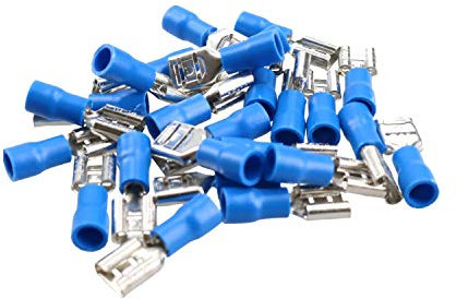 4mm Female Blue Electrical Cable Wire Spade Terminals Crimps Connectors 25pc