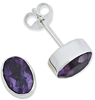 Ohrstecker 925 Silber Amethyst lila Stein Edelstein Ohrringe echt Silber Damen Sterling Silber Stecker Geschenk(MOS-040-51)