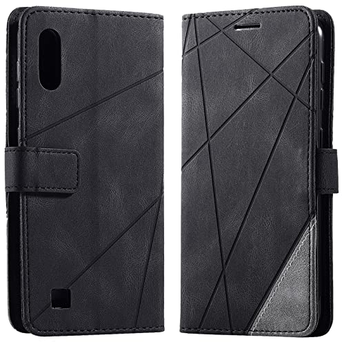 Vankii Kompatibel mit Samsung Galaxy A10/ M10 Hülle, Flip Wallet Handyhülle PU Leder Brieftasche Tasche Case Stoßfeste Schutzhülle [Kartenschlitzen] [Magnetverschluss] [Standfunktion] (Schwarz)
