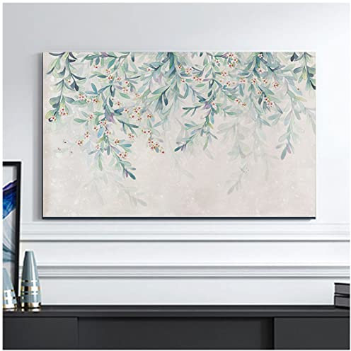 Hjb Weich 19''-65'' Hülle Bezug für Fernsehen Staubdicht TV-Abdeckung Schutzhülle Vogel-Baummuster TV-Displayschutz Flachbildschirm, Leinen-Baumwoll Stoff(Size:55in,Color:1)