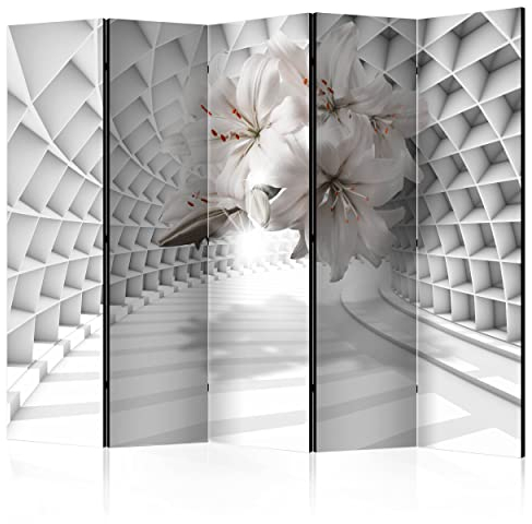 decomonkey Paravent Raumteiler Innen Abstrakt 225x172 cm 5 Teilig Einseitig Room Divider Wall Raumteiler Stehend Trennwand Sichtschutz Spanische Wand Sichtschutzwand Wohnzimmer Holz 3D Effekt