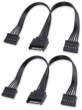 YieJoya 2Stücke 15Pin SATA Power Verlängerungskabel, 1 Male zu 2 Female Kable Cord Adapter für HDD, SSD, Optische Laufwerke, DVD Brenner, PCI Karten und Festplatten
