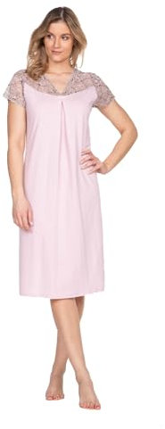 e.Femme® Camicia da Notte Donna Lena II 859 in Cotone e Lenzing® Modal, Rosa Antico, 44