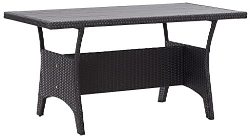 Makastle Gartentisch Bistrotisch 120x70x66 cm, Garten Esstisch aus PE-Rattan, Garten Tisch Terrassentisch Gartenmöbel für Balkon Terrasse, Schwarz