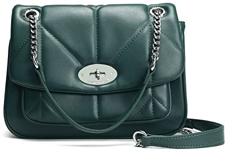 David Jones - Damen Umhängetasche Gesteppte - Frau Elegante Handtasche PU Leder - Kleine Tasche Crossbody Bag Schultertasche - Kette Abdentasche Clutch Pochette Mode Handy Party - Grün