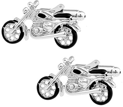 Whoiy Manschettenknöpfe Silber Freund, Manschettenknöpfe Herren Edelstahl Vergoldet Silber Motorrad für Männer mit Geschenkbox