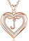 AEONSLOVE Buchstaben Kette Rosegold Kupfer Herz Buchstaben Anhänger Halskette mit Namen J Namenskette Damen Frauen Mädchen Initialen Alphabet Schmuck Geschenk