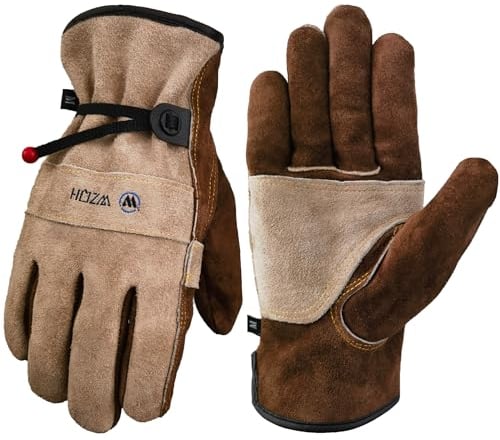 WZQH Leder Arbeitshandschuhe für Herren oder Frauen. Arbeitshandschuh für Gartenhandschuhe, schweißhandschuhe, Bau, Kettensäge, etc. Rindsleder, Baumwolle gefüttert, Utility, fester Griff. L