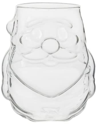 RockTrend Tazza in vetro borosilicato trasparente a forma di Babbo Natale, tazza da tè, succo di frutta, latte, 1 pezzo