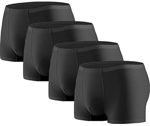 YUSHOW 4er Pack Boxershorts Herren Eisseide Unterwäsche Herren Weiche und Bequeme Unterhosen Männer Atmungsaktiv Anti Chafing Nahtlos Cool Dry Unterhosen