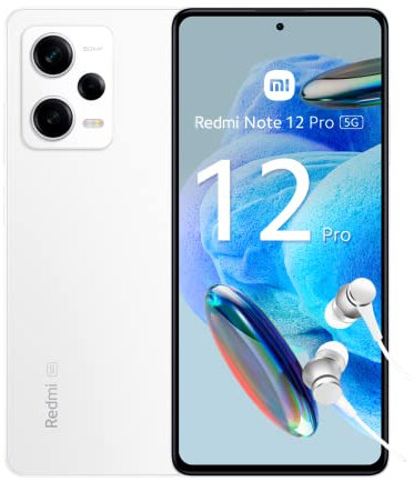 Redmi Note 12 Pro 5G - Smartphone de 8+128GB, Pantalla de 6,67 AMOLED FHD+ 120Hz, MediaTek Dimensity 1080, Triple cámara de 50MP, Turbo Charge de 67W, Blanco (Versión ES + 3 años de garantía)