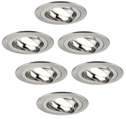 Ledvion - 6X LED Einbaustrahler Tokyo, Edelstahl, Dimmbar, 3W, 4000K, Ø92 mm, Rund, 2 Jahre Garantie