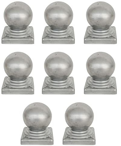 EKSED 8 x Kugelzaun-Endstücke, Zaunpfostenkappen, verzinktes Metall, für Garten, Terrassendielen, Zaun, Kugelpfostenkappe, Endstücke, 20 x 20 mm