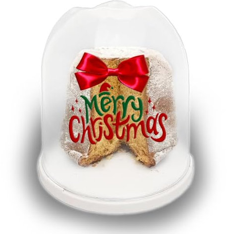 Generico Merry Christmas Natale Porta Panettone Personalizzato Pandoro Torte Dolci Natale Vassoio Antigraffio Coperchio Trasparente Resistente Idea Regalo maestra Famiglia Sposi Decorazioni Natalizie