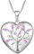 YL Lebensbaum Medaillon Halskette 925 Sterling Silber Schnitt Turmaline Rosa Zirkonia Herz Medaillon Anhänger für Damen