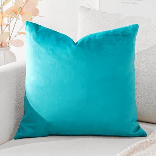 Artscope Samt Kissenbezug Kissenhülle Dekorative Dekokissen Sofakissen Lendenkissen Wurfkissenbezug Sofa Schlafzimmer 60x60cm Türkis