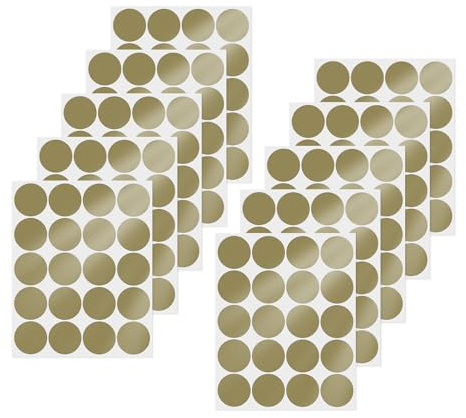YIKIADA 200 Stück Klebepunkte 50 mm Vinyl Selbstklebende Runde Etiketten Abnehmbar Aufkleber Wasserdicht Punktaufkleber Gold