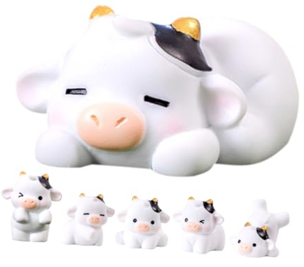 ibasenice Deko 6St Mikrolandschaft Kuh Tier Figuren Set Miniatur-Rinderfiguren Sammeltierfigur e Modelle Mini-Kuh Kuh Harz Handwerk draussen Kunsthandwerk Zubehör