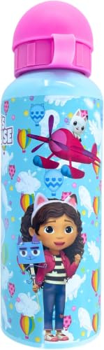 Gabby's Doll House Bottiglia Riutilizzabile, Pandy Paws Mercat e DJ Catnip Design, Borraccia in Alluminio per Bambina, Bottiglia da Viaggio, Capacità 500 ml | Rosa, GBD-6399
