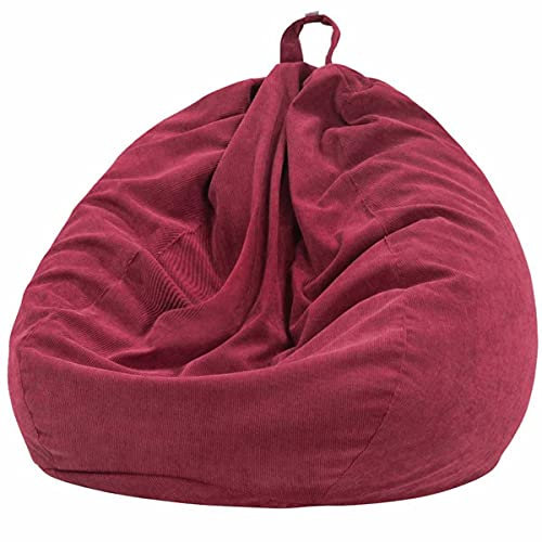 GMDNS Lazy Sitzsack-Sofabezug, Stühle Ohne Füllung, Superweich, Abnehmbar, Cord-Liegesitz, Sitzsack, Pouf, Puff, Couch, Tatami, Zuhause,Weinrot,70X80CM