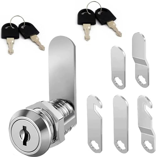 Cerradura para buzón de 16 mm,Cerradura de seguridad,Drawer lock,cerradura de palanca,para Taquillas, Armario, Cajón,con 4 llaves,con 5 placas de cierre diferentes