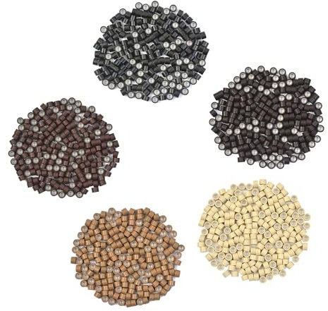 1000 perline per capelli foderate in silicone, a sinistra, 4,0 mm, per extension (nero)