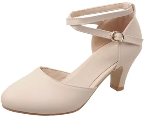HSyc JRX Geschlossen Pumps mit Kleiner Absatz und Riemchen Damen Schuhe