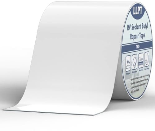 LLPT Butylband | Dach Reparaturband | Weiß | UV-beständiges RV-Dichtungsreparaturband | Extrem Langlebiges Wasserdichtes Luftdichtes | Für Fenster Wohnmobil Boot (SV62110WT6) | 152 mm x 15 m