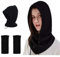 HEKOBAG Balaclava Mütze Schwarz Strickmütze Damen Winter Kapuzen Schal Unisex Warme Wintermützen Winddichte Damenmützen Sturmhaube Mit 1 Paar Handschuhe für Outdoor