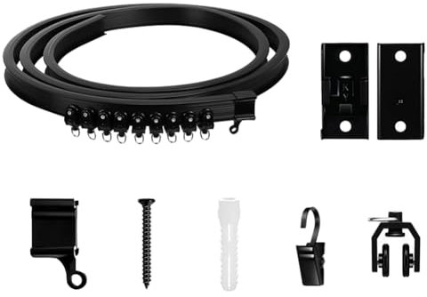 Qezodsx Flexible, Biegbare Vorhangschiene, Decken- und Wandmontage, Schwarze, Gebogene Hochleistungs-Schiebevorhangschiene für Wohnmobile, 2 Meter