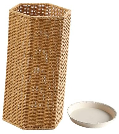 Fenteer Support de Parapluie En Osier, élégant Seau avec Récipient D'eau, Accessoire Intérieur Chic, Hexagonal
