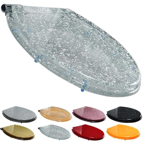 Abattant WC avec Frein de Chute Soft Close, WC Abattant de Clipsable à Dégagement Rapide, Fixation Facile(Transparent Silver)