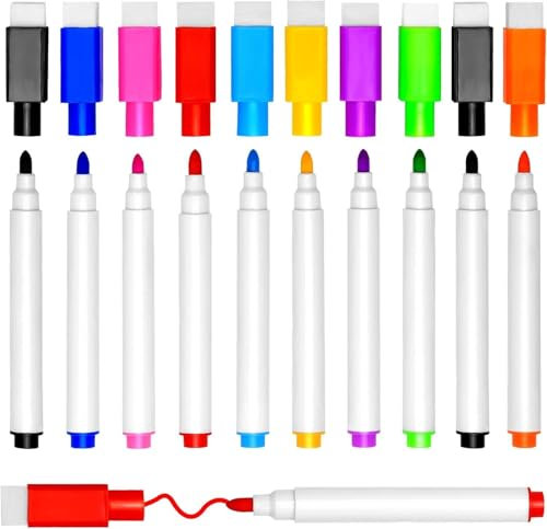 C-easb 10 Pcs Whiteboards Marker mit Magnetische, 9 Farbe Whiteboard Stifte mit Feiner Spitze, Trockenlösch Abwischbare Marker, Whiteboard-Stifte Abwischbar für Memoboard, Pinnwand Flipchart Marker