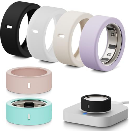 Hexasider [6 Stück] Smart Ring Protector für Oura Ring Gen 4/4 Ceramic/Gen 3/Ultrahuman Ring, Anti-Sturz Elastische Silikon Cover Schutzhülle Zubehör für Oura Ring (M für 8/9/10/11)