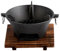Brasero en fonte avec plateau en bois pour barbecue, ustensiles de cuisine d'extérieur et chauffage de terrasse 19,5 cm de diamètre