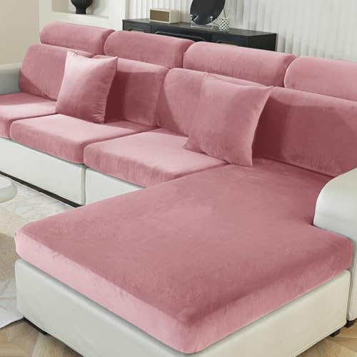 Ystyle Sofa Sitzkissenbezug Stretch, Elastischer Samt Sofa Sitzbezug rutschfest, Universal Sofaschoner Sitzfläche Waschbare, Sofakissen Bezug Wohnzimmer Couch Cover (1 Sitzer*2, Rosa)