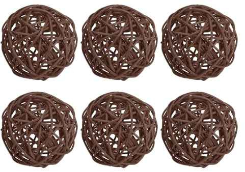 PATIKIL 3 Zoll Dekokugel Rattan, 6 Stück Dekorative Weidenrattanbälle für Mittelstücke Schüsseln Hochzeit Party Wohnkultur DIY Handwerk, Tiefbraun