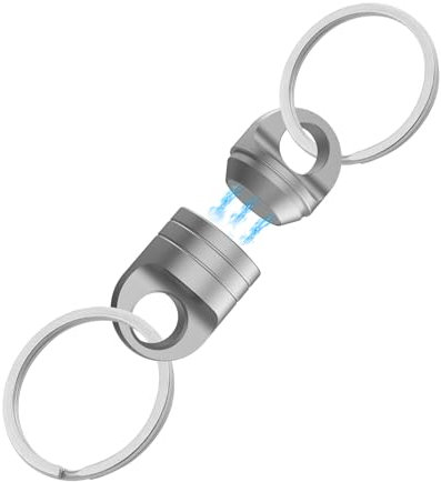 Magnet Schlüsselanhänger Titan Schnellverschluss, Starke Magnetische Saugkraft aus Titanlegierung Karabiner Schlüsselanhänger, Leicht zu Tragender Schlüsselbund, Geeignet für Karabiner (Silber)